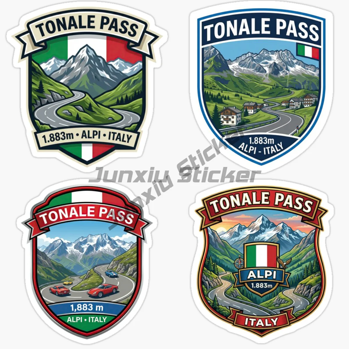 ITALIA SCHWEIZ PASSO DELLO STELVIO TIMMELSJOCH TONALE PASS PASSO DEL TONALE TONALEPAS Motorcycle Travel Commemorative Stickers