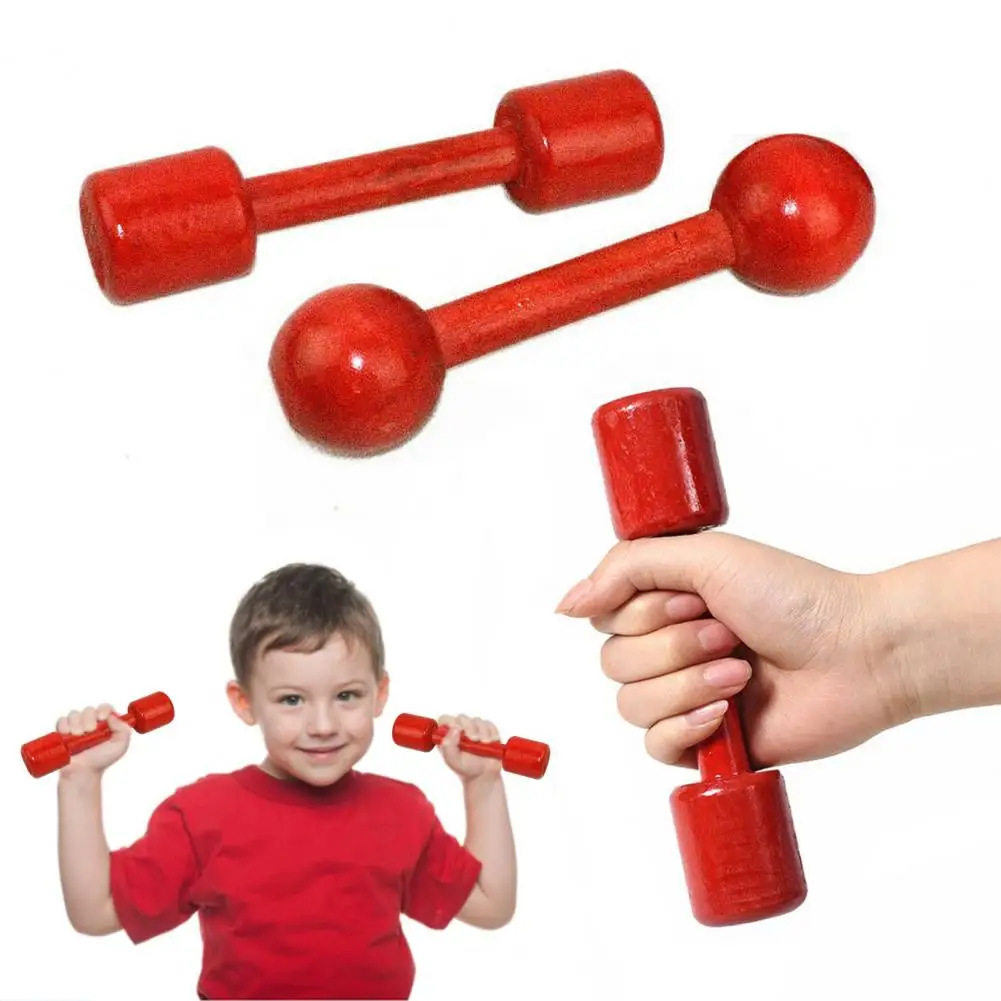 Wooden Dumbbell Kids Dumbbell No Burrs Round Square Head Dumbbell Children Dumb Bell Toy Hand Weights Kids Fitness Equipment