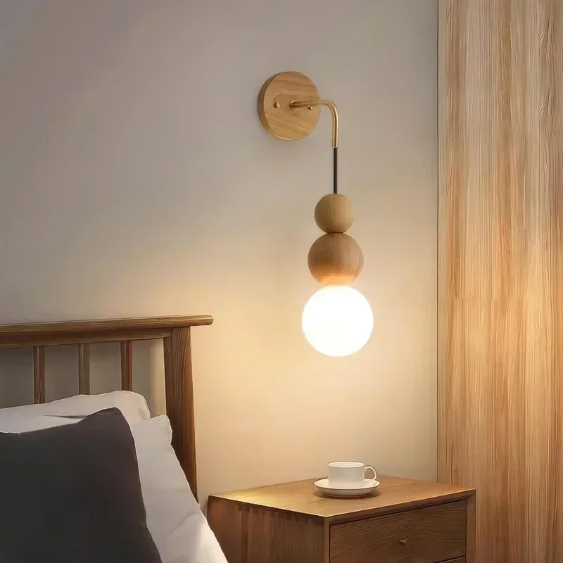 

Modern Wabi Sabi Lamp Walnut Wood Wall Light LED Nordic Home Decoration Living Room Bedhead Corridor Balcony Decoration Lighting
