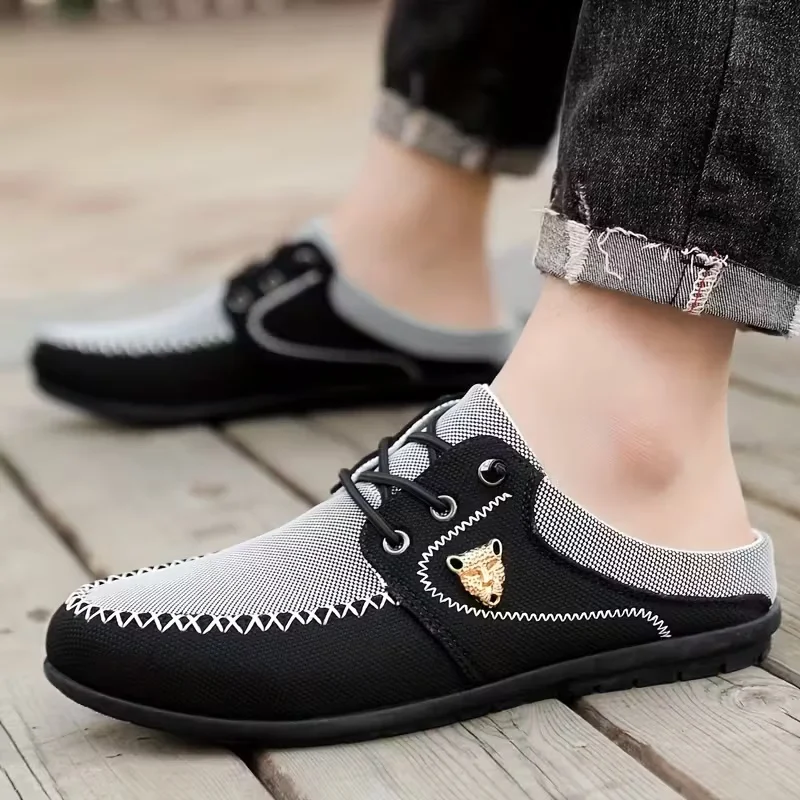 Lässige, atmungsaktive Mesh-Slip-On-Herrenschuhe ohne Absatz, Slip-On-Clogs, leichte, vielseitige Sommersandalen für den Außenbereich, bequeme Freizeit-Pantoletten mit weicher Sohle – Detail 2