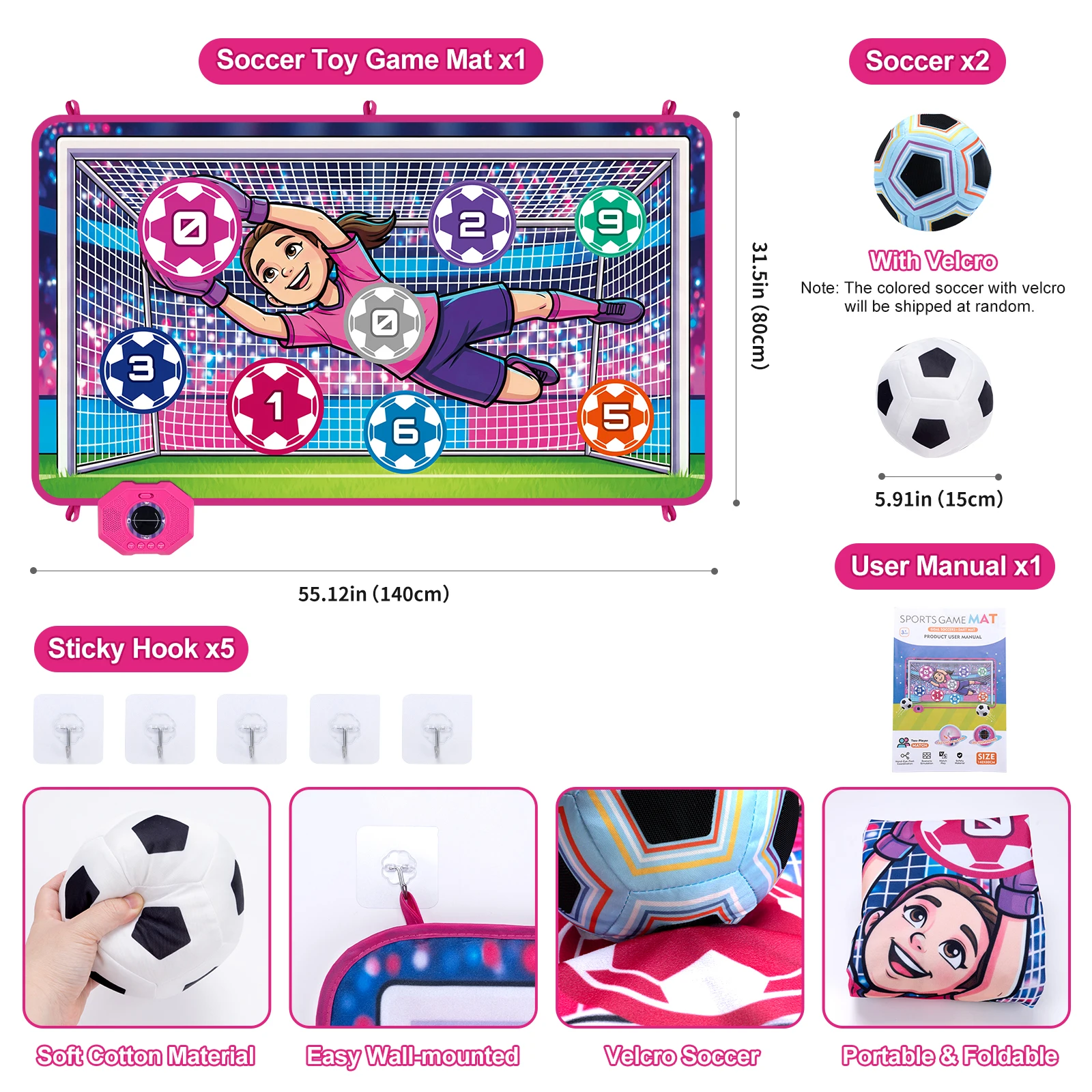 Electric Soccer Game Mat with Balls Soccer Toys ‌Multi-mode Game Mat with Sounds Football Training Carpets Football Game Gifts