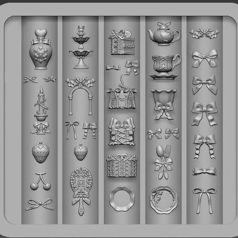 แม่พิมพ์ซิลิโคนสำหรับทำเล็บลายโบว์ ลายกระจก ลายถ้วยชา สำหรับเจลยูวี  แบบใส  สำหรับตกแต่งเล็บด้วยตัวเอง