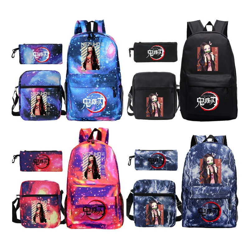 

Classic Anime Fashion Kpop Kamado Nezuko 3pcs/Set pupil School Bags Laptop Daypack Backpack Inclined shoulder bag Pencil Case