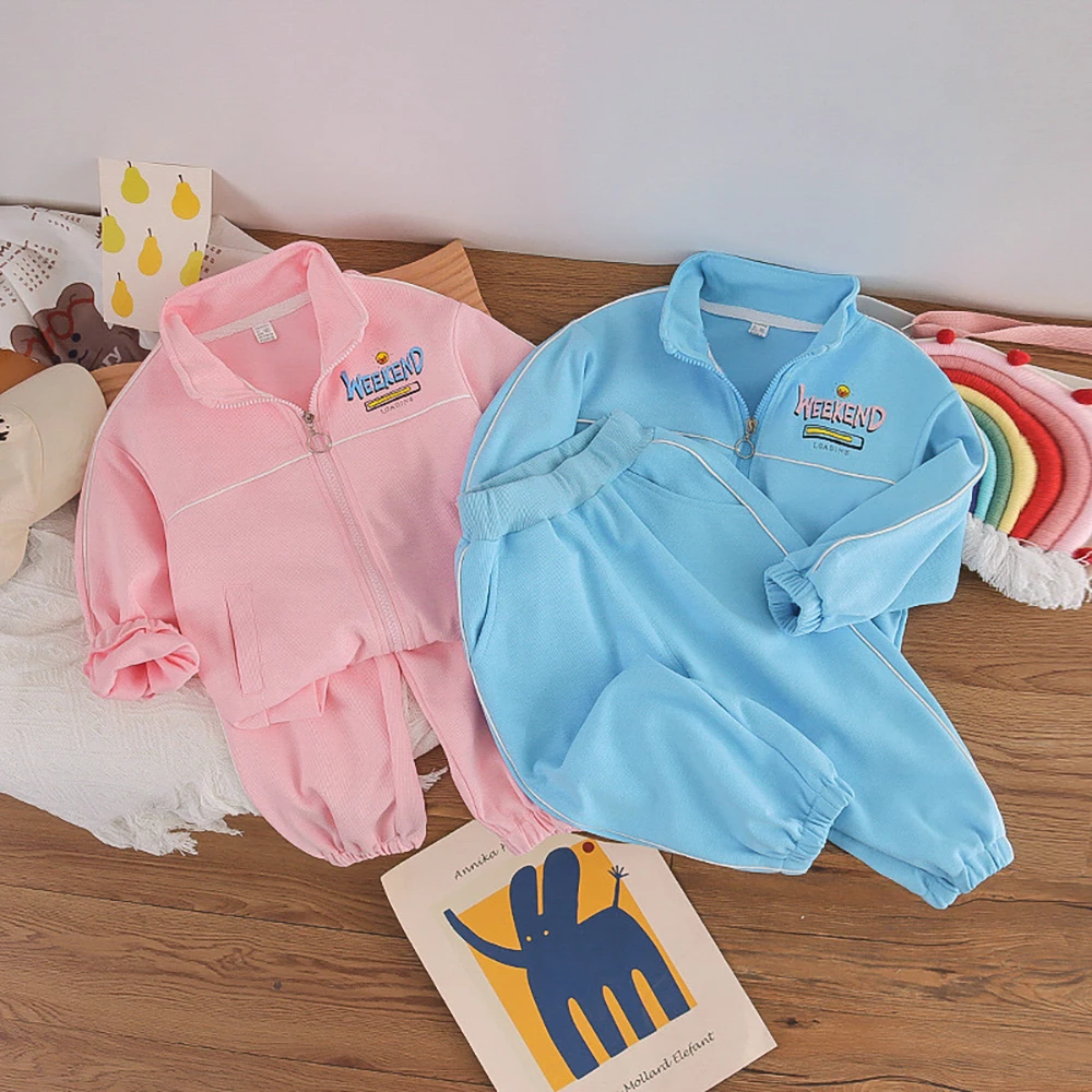 

2-6Y Kids Clothing Suits Spring Autumn Girls Zipper Coats Sweatshirt+Pants 2Pcs 2023 New Casual Loose Children Clothes Sets