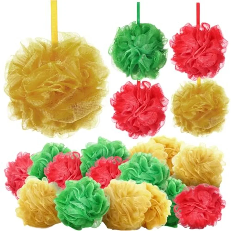 24 Pcs Bath Loofah Sponge Loofah Exfoliating Body Scrubber Shower Sponge 50g Mesh Pouf Balls Gift Basket for Baby Shower Women