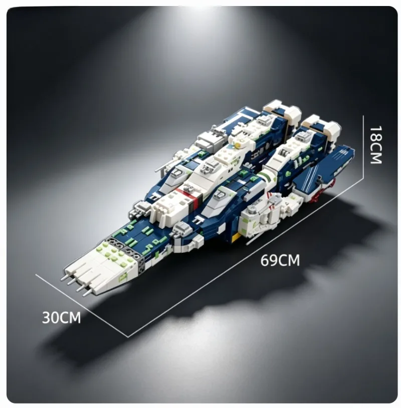 Deformable Interstellar Battleship Space-Time Fortress, Small Particle Building Blocks DIY Model Ornament, Creative Sci-Fi Gift