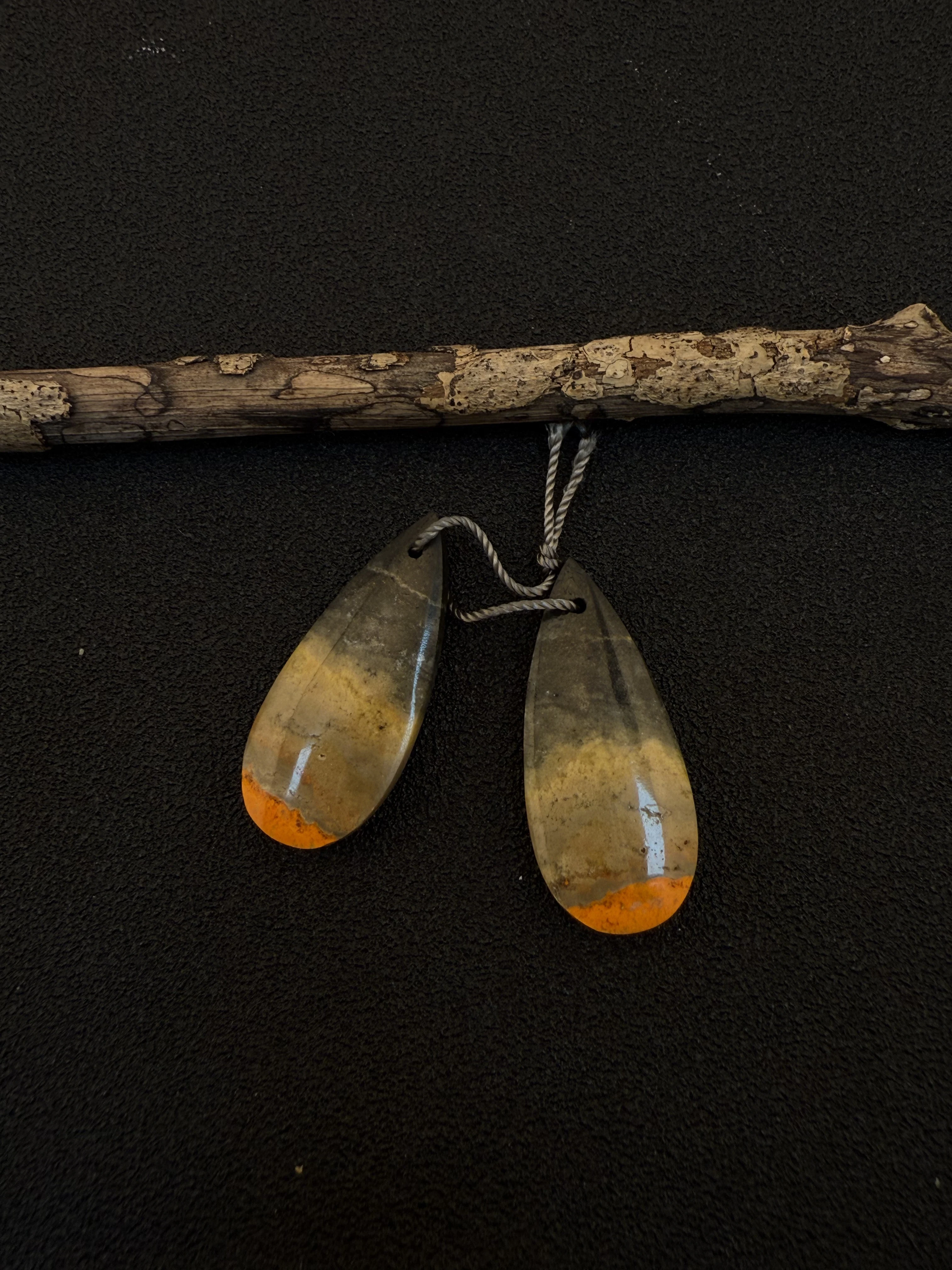 Natural Bumble Bee Stone Water Drop Earrings - DIY Handmade Jewelry 28×13×3mm, 5g