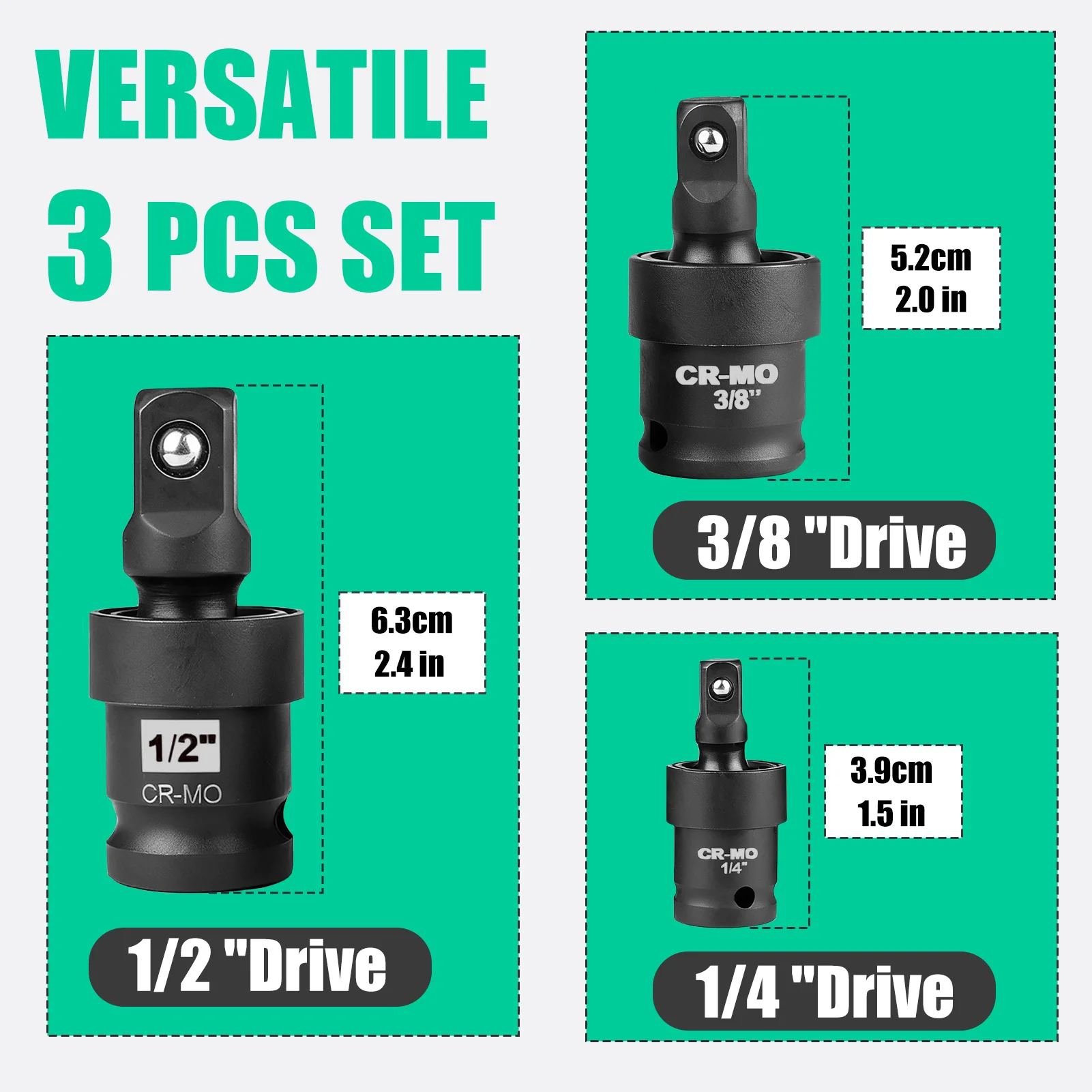 Air Cannon Pneumatic Universal Joint-Socket Swivel Set 360 degree Rotary Joint Electric Wrench Socket Extension 1/2