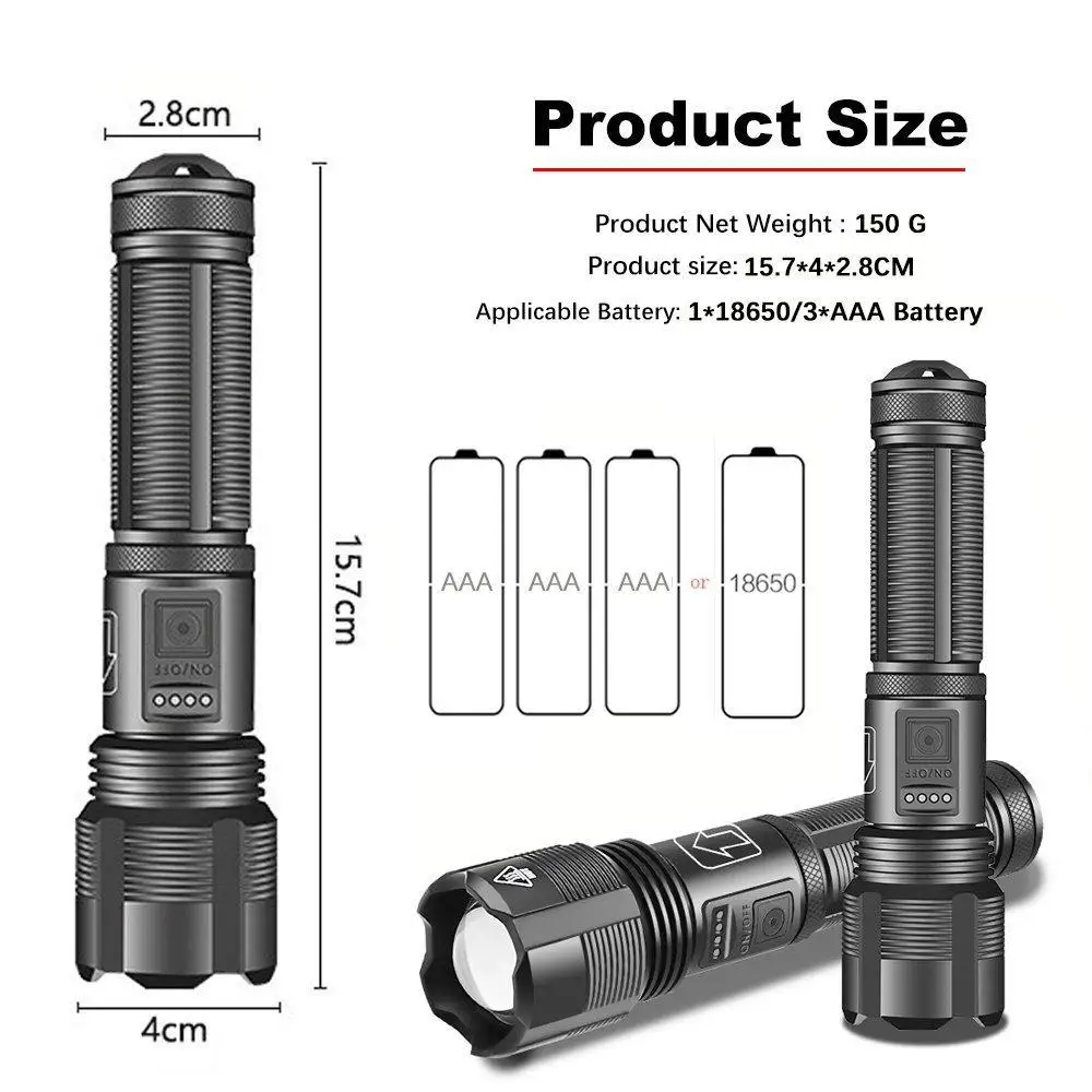 Super bright zoom USB flashlight Z4 XHP50 Tactical Torch USB RechargeableWaterproof Super Bright Outdoor Lantern Camping