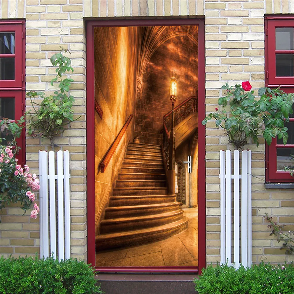 3D detachable door stickers, wallpaper, art murals, modern home decor landscape door stickers