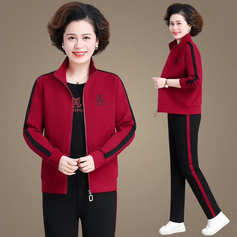 

Women's Sportswear Set Tee Pieces Spring Faion Outerwear Mom's Clothes 2024 New Sle Mid-aged And ly Ladies' Outfits