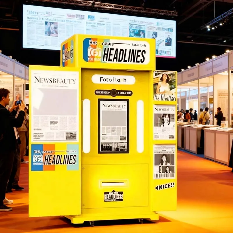 Custom Newspaper Photobooth vending Machine Compatible with Camera and SLR self service for bussiness