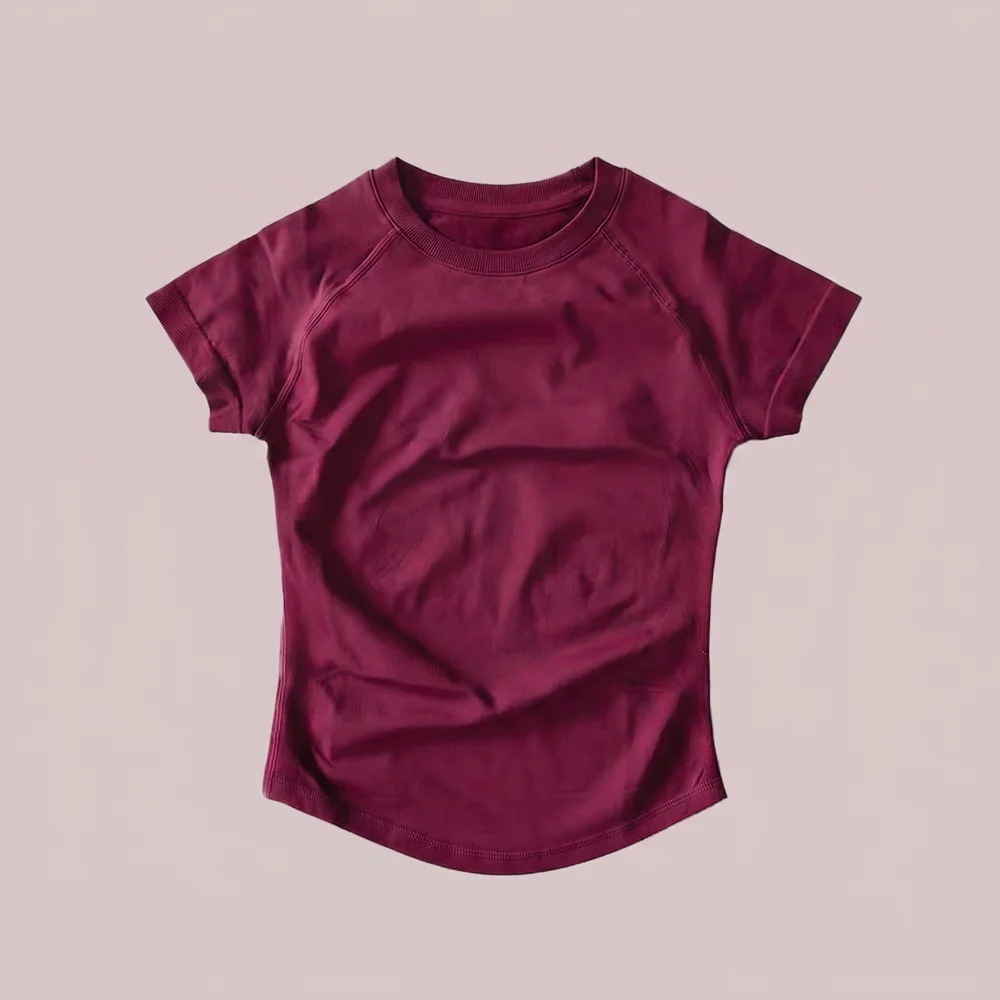 Compressie-trainings-T-shirt voor dames, slim fit, atletisch shirt, impacttop met korte mouwen, lichtgewicht cropped top voor gymtraining