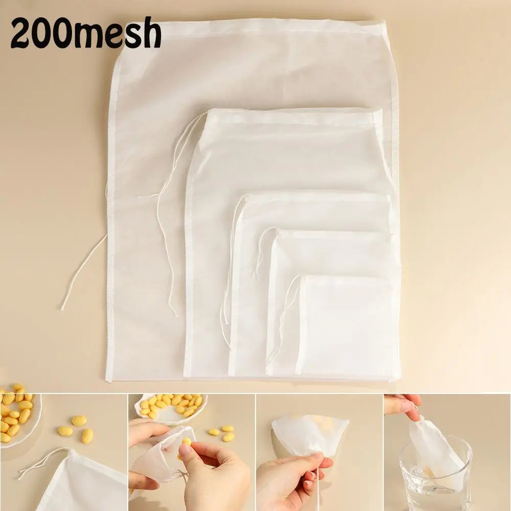 200mesh Commercial Food Special Wine Strainer Cooking Coffee Filter Nut Milk Bag Cheese cloth Nylon Fine Mesh