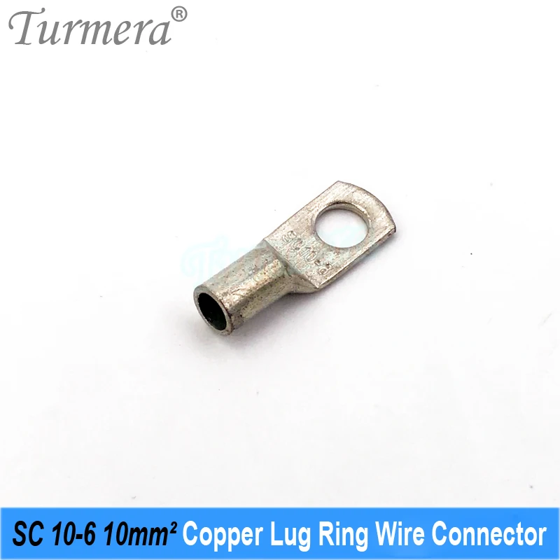 Turmera SC10-6 10mm² Copper Lug Ring Wire Connector Bare Cable Electric Crimp Terminal for  3.2V 280Ah 320Ah Lifepo4 Battery Use