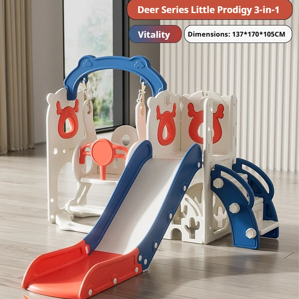 Plastic Indoor Slide Set with Basketball Stand, Kids Mountaineering Game Toy, Max Load 100kg Climber Playset Fun Activity Play