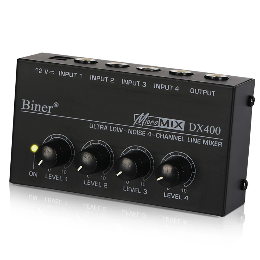 Biner DX400 Sound Mixer Audio Headphone Amplifier 4 Channels Line Mono Audio Mixer