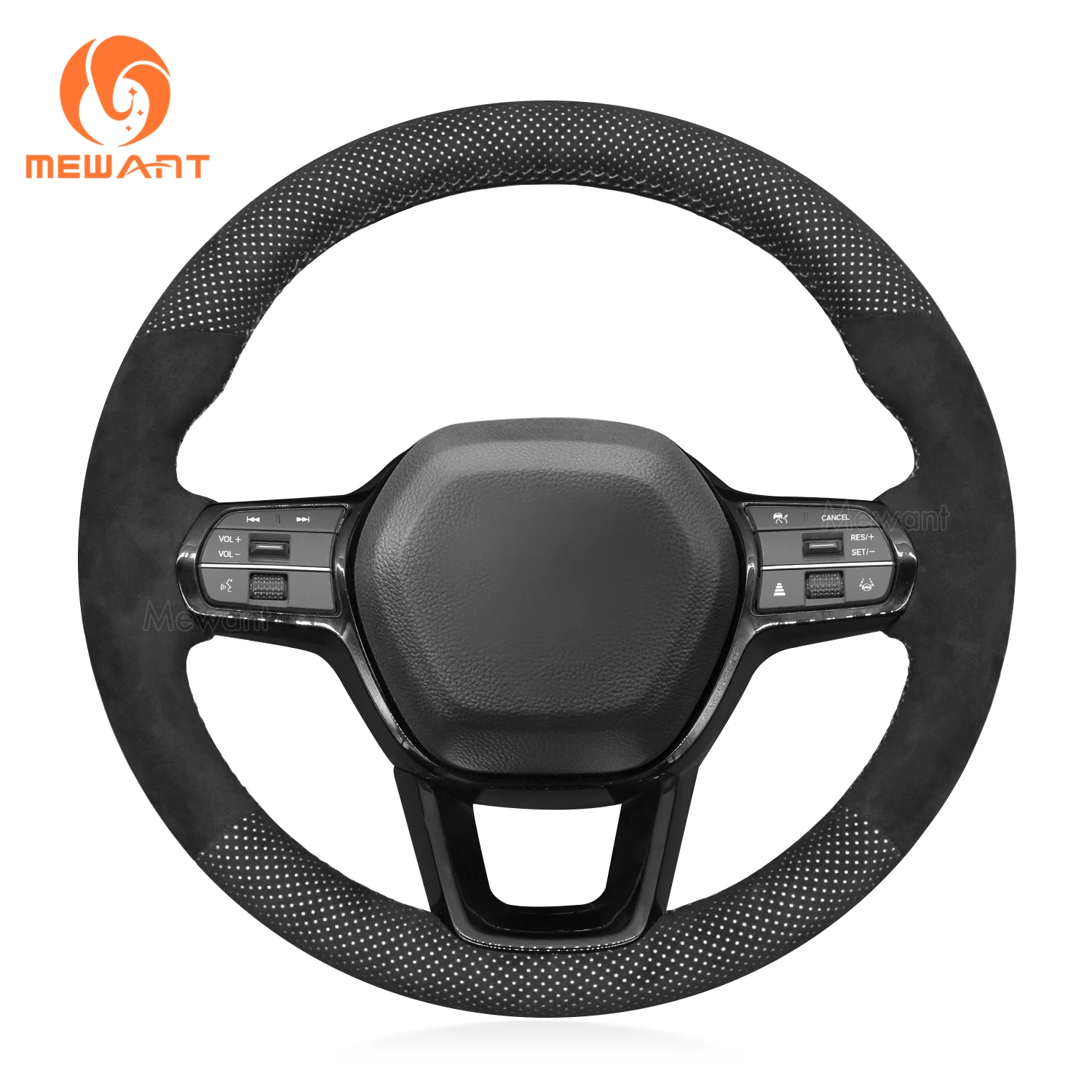 MEWANT Black Alcantara Car Steering Wheel Cover for Honda Civic 11 HRV 2022 -2024  Accord 2023-2024