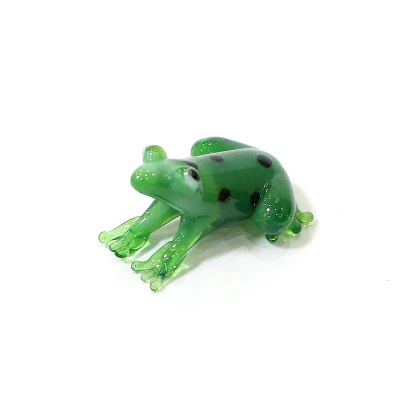 2 Stück Bunte Mini-Glas-Tierfiguren Niedliche Frosch-Miniatur-Statuen Ornamente für Zuhause Tischdekoration Feengarten Bonsai Deko-Zubehör – Detail 29