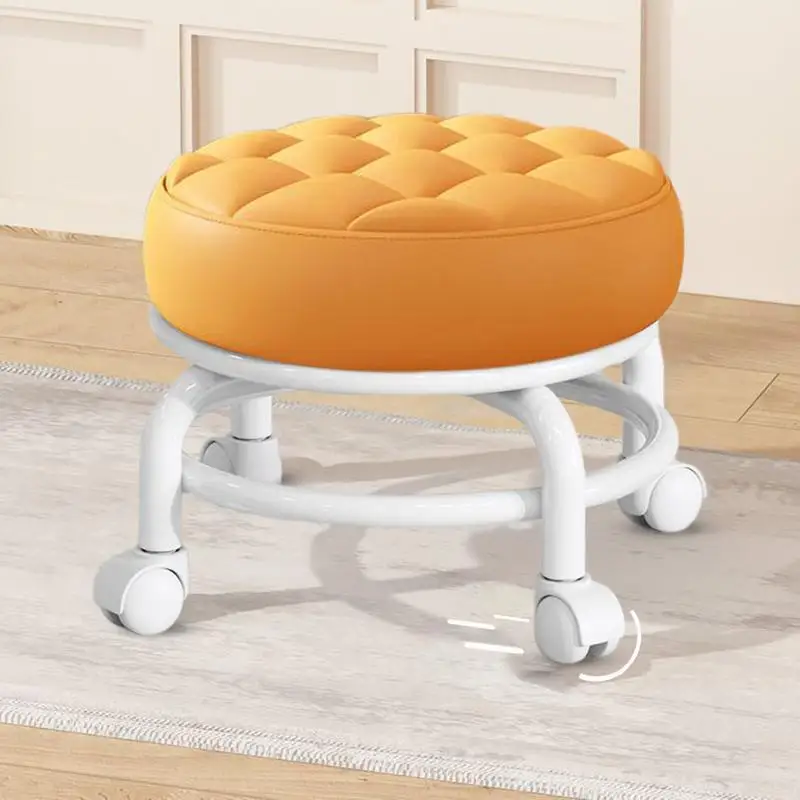 Adjustable Small Rolling Stool 360 Rotation Rolling Saddle Stool Vanity Stool Round Rolling Stool Rotatable Saddle Stool Home