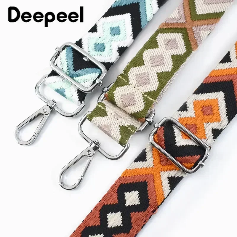 Deepeel 3.8cm moda lona webbing cor jacquard alças 80-130cm alça de ombro ajustável crossbody bolsa feminina acessórios