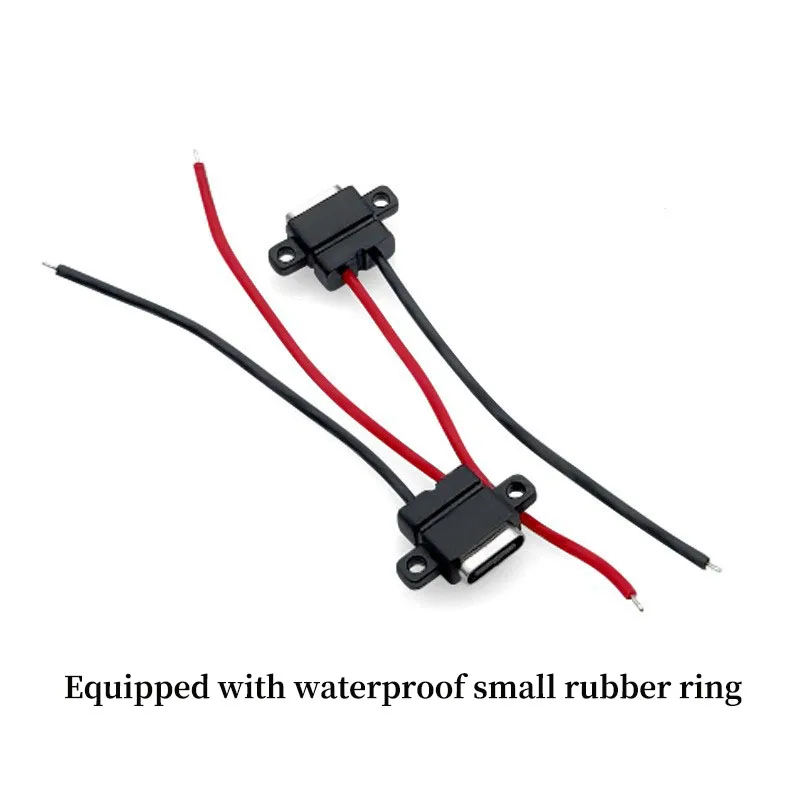 5/10 USB female connector sockets 3.1 TYPEC 2-pin waterproof welding wire positioning charging port