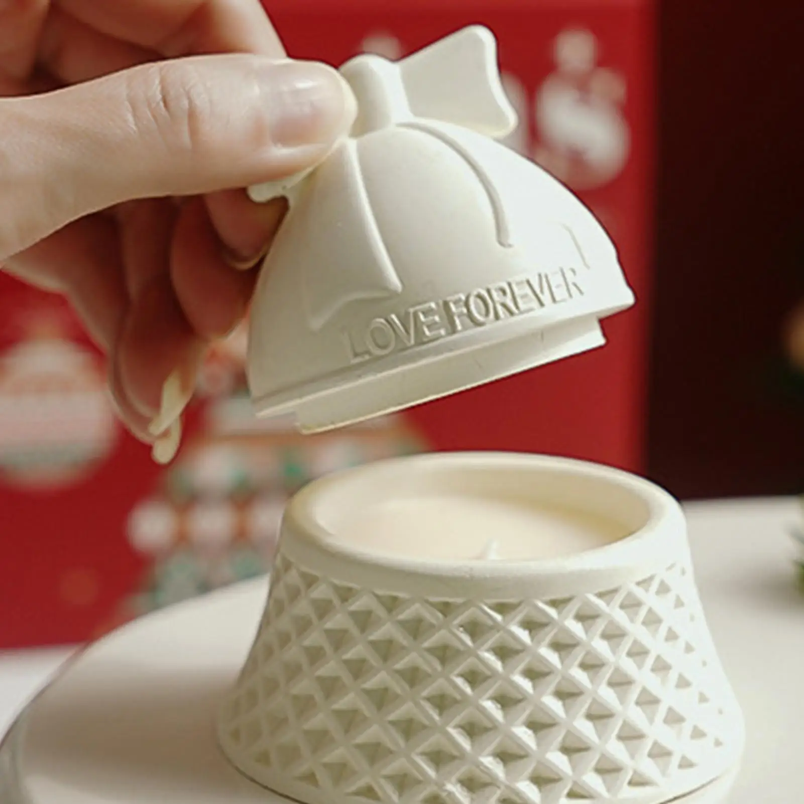 عطلة الشموع المعطرة 3 قطع جرس على شكل سانتا كلوز شجرة عيد الميلاد ديكور المنزل شمعة معطرة عطلة ديكور للطاولات للبالغين #3