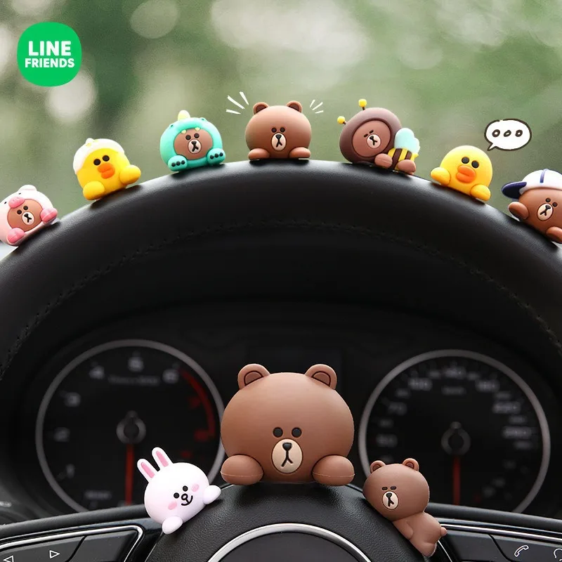 Line Friends รถสีน้ำตาล cony อะนิเมะน่ารัก hiasan mobil ผู้หญิงการ์ตูนน่ารักงดงามชีวิตประณีต Choco Sally คอนโซลกลางรถของขวัญ