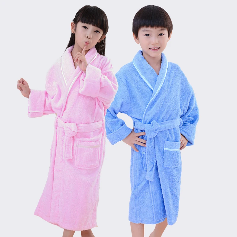 

Child Bathrobe Kids Toweled Bath Robe Sleepwear Girls Pink Robe Blue Roupao Boys Robes Pyjamas Kids Bath Clothes Dressing Gown