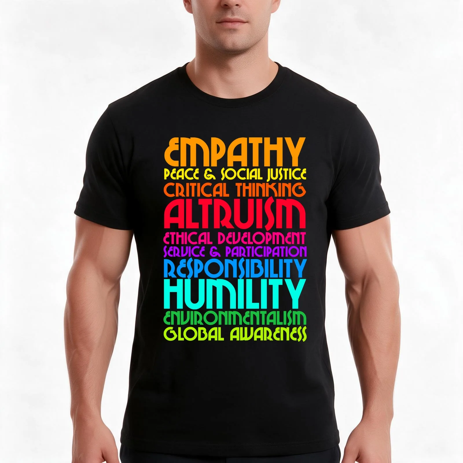 The Ten Commitments // Humanist Values Design T-Shirt, Vintage Retro Graphic Tee, Unisex Summer Casual Streetwear Top