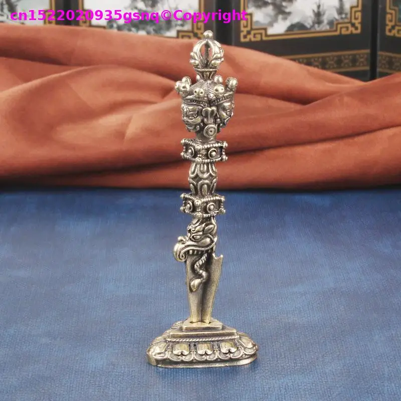 Buddhist holy ritual implement Demon-subduing copper Dorje Phurpa vajra Vajrakilaya altar monk worship Buddhist Family offering