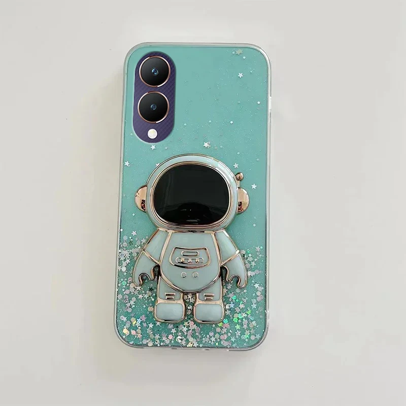 For vivo V2024 V2028 V2026 V2027 V2029 V2070 V2110 V2042 V2034 Astronaut Fold Stand Transparent Cover