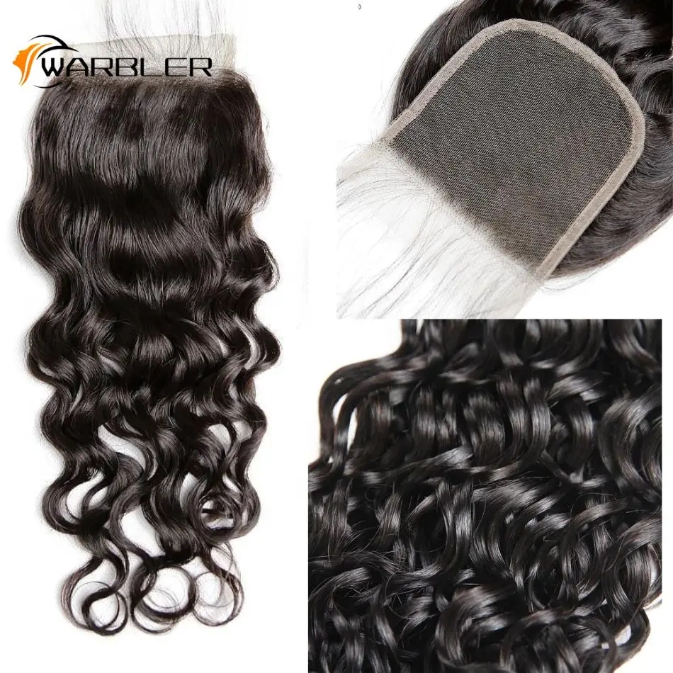 Water Wave 3 Bundles with Closure 20 Human Hair 100% Unprocessed  with13×4 Lace Closure with Baby Hair Free Part Natural Color