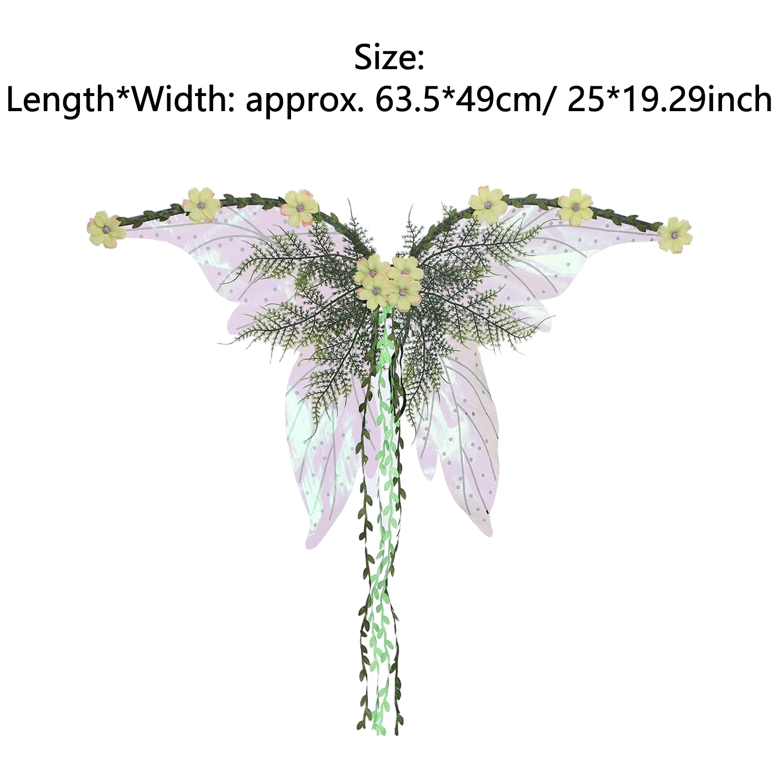 Forest Fairy Butterfly Fairy Wings with Flower Rattan for Women Girls Cosplay Flower Fairy Princess Halloween Costume Accessorie