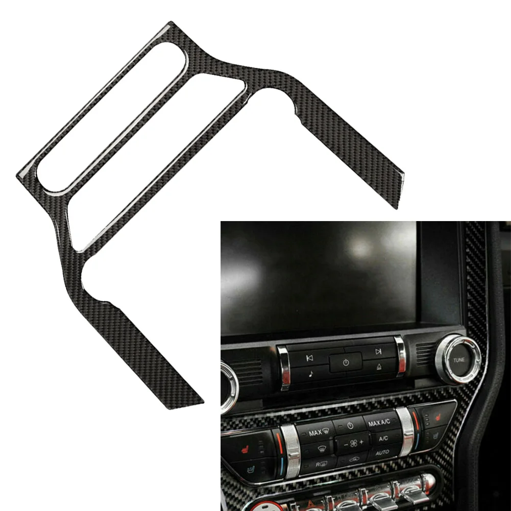 Carbon Fiber ABS Multi-media Console Decor Interior Trim For Ford Mustang 2015 2016 2017 2018 2019