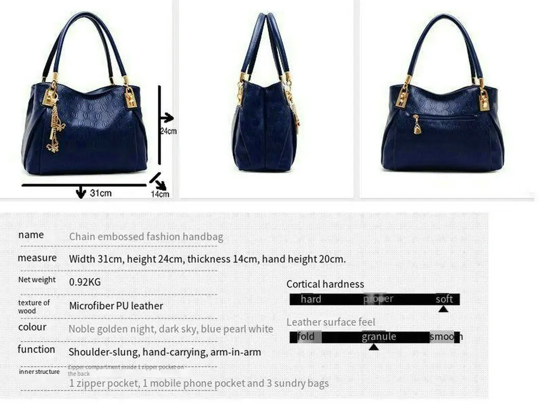 Fashion Women 3-Piece Brand Women Picture Package White Black Gold Blue Real Cowhide Leather Women\'s Bag Luxury Designer Handbag
