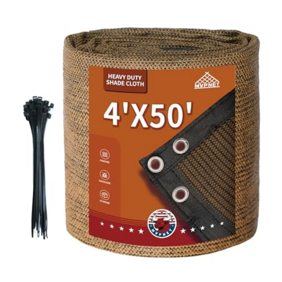 

Садовый экран-забор 4x50 футов, 180 г/м², сверхпрочный, 90% защита от ветра, сетчатый тент с усиленными краями и люверсами в комплекте