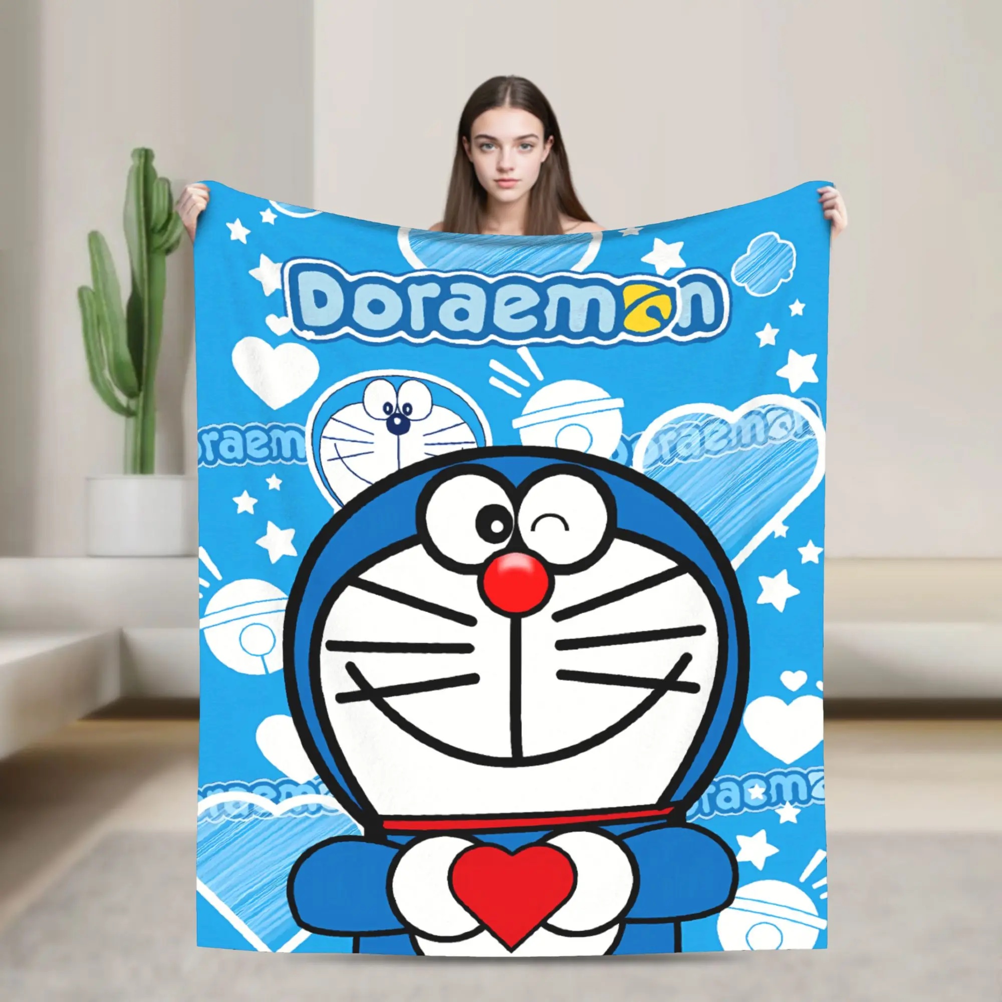 

Doraemons Blanket Quality Soft Warm Blue Robot Cat Throw Blanket Spring Girls Boys Living Room Fashion Bedspread