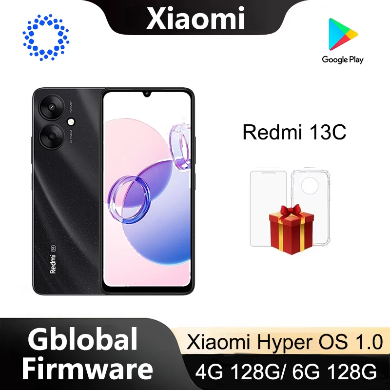 Xiaomi Redmi 13C Smartphone add gift HyperOS 2.0 random color 128GB celular full screen phone no charger used phones
