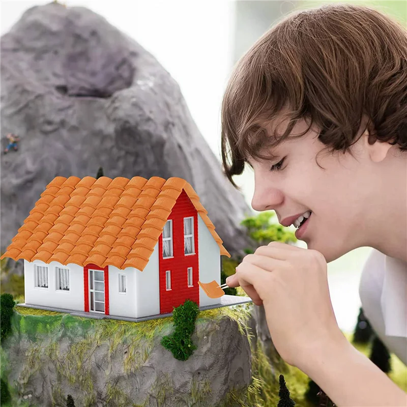 

B87B-400 Pcs Roof Tiles Building Set Miniature Tiles Mini Dollhouse Shingles Fake Tile Dollhouse Kitchen Garden Accessories