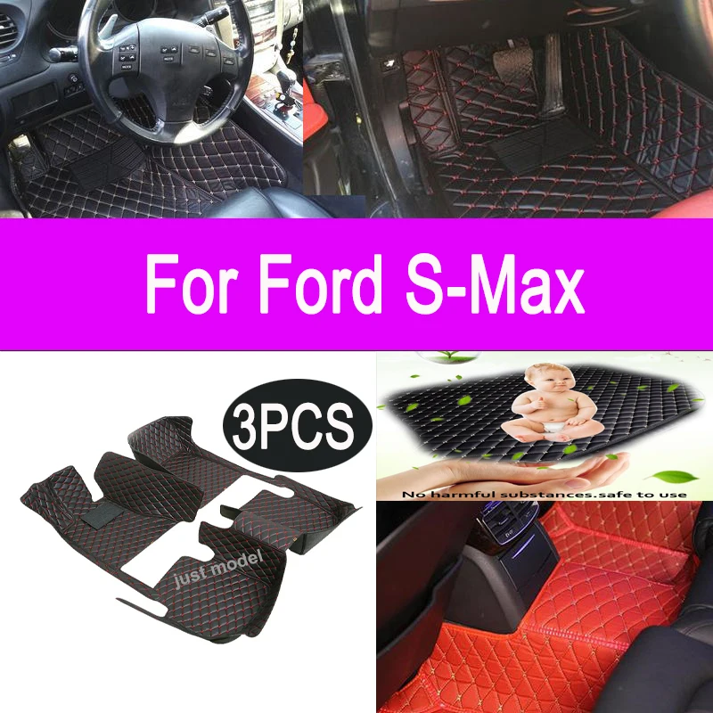 

Автомобильные коврики для Ford S-Max MK1 2006 ~ 2014 7 местных противогрязевых накладок, полный комплект, водонепроницаемые нескользящие аксессуары