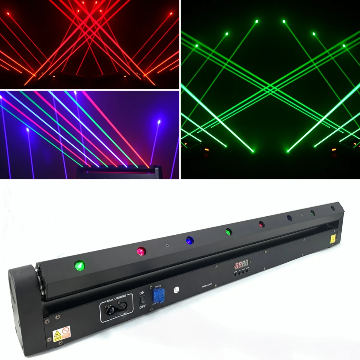 

Лазерный свет с 8глами и подвижной головкой RGB 3в1 Цвет DMX512 Контрольный луч Световая панель DJ Сценический проектор Дискотека Вечеринка Свадебное освещение