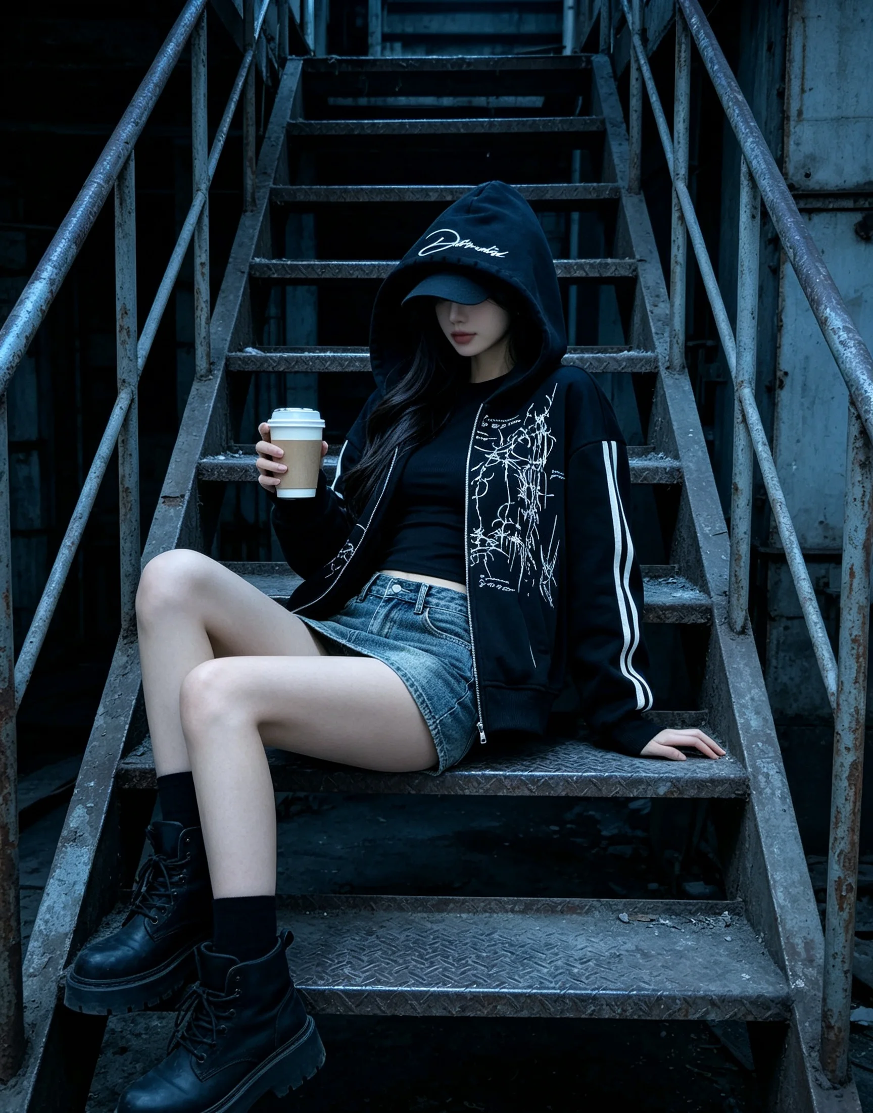 Title：Y2K Gothic Zip Up Hoodie Men Streetwear Thorn Graphic Print Striped Long Sleeve Hooded Jacket Distressed Grunge Aesthetic