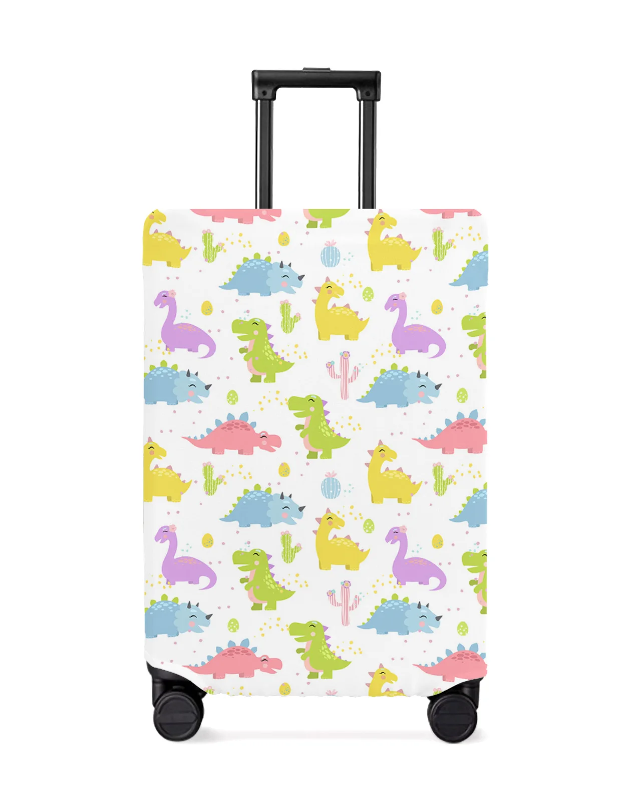 

Cartoon Dinosaur Cactus Kids White Luggage Cover Stretch Baggage Protector Dust Cover for 18-32 Inch Travel Suitcase Case