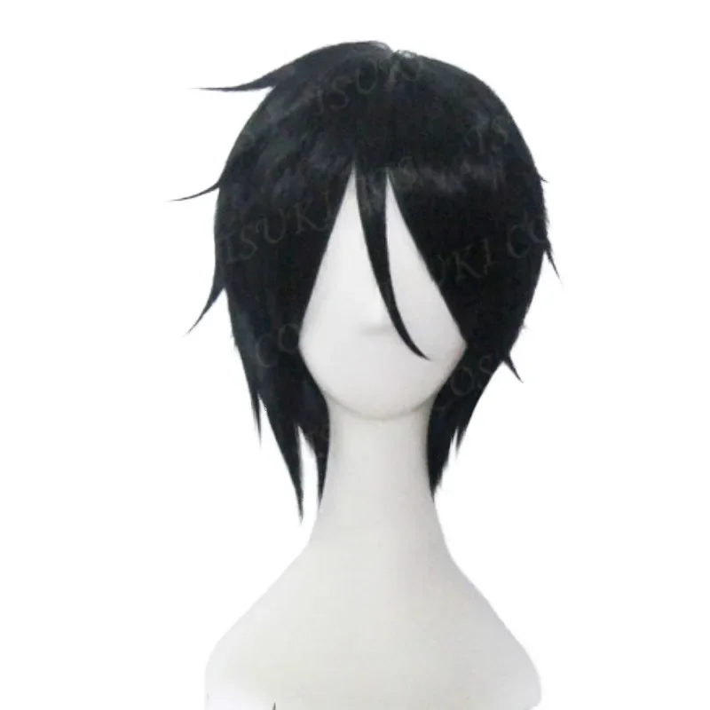 Kuroshitsuji Black Butler Sebastian Michaelis Short Black Heat Resistant Anime Cosplay Costume Wig + Track + Wig Cap