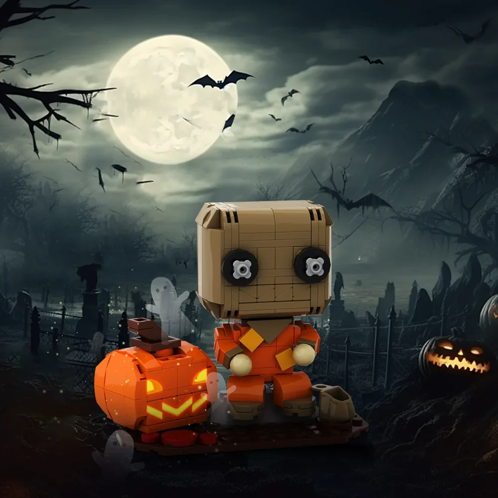 Moc Creativiteit Halloween Trickrs Traktatie Brickheadzs Bouwstenen Pompoen Man Ghost Monster Bakstenen Model Speelgoed Voor Kinderen Cadeau