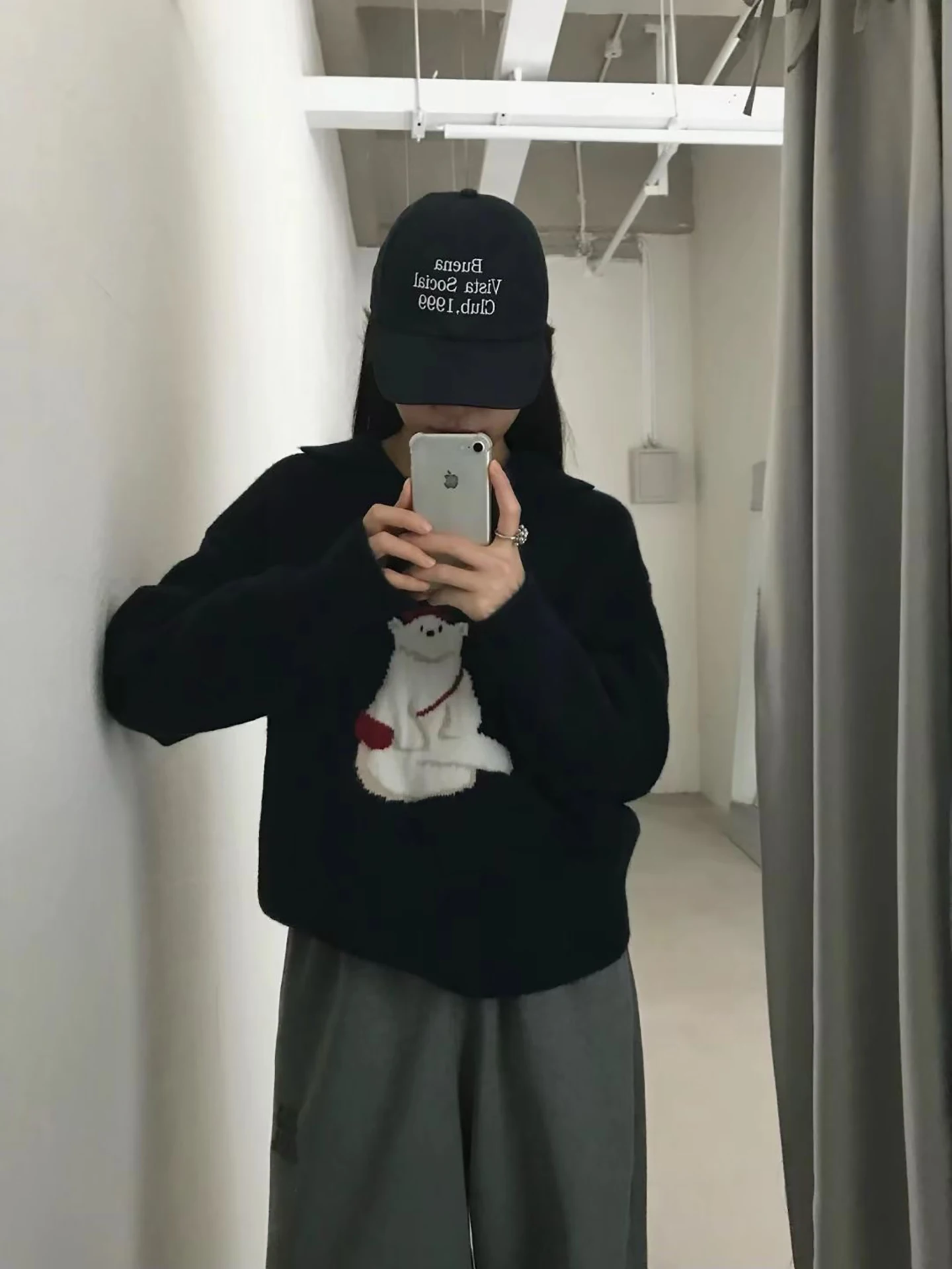 Suéter de punto holgado y acogedor para mujer, suéter de punto suave y acogedor con patrón de oso Bapa coreano, Top de otoño e invierno