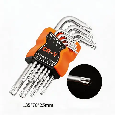 9Pcs L Shape Double End Screwdriver Set Hex Allen Keys Torx Wrench Star Spanner Hand Tools for Home Auto Repair Gearbox Assembly