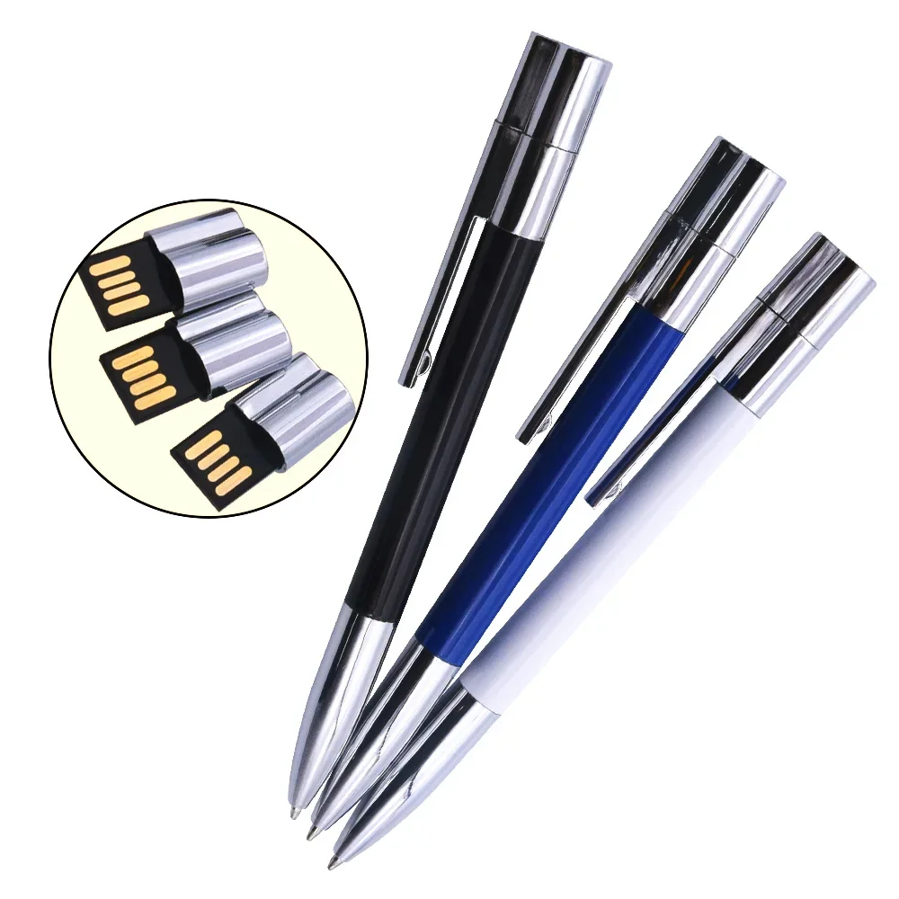 (10pcs Lot Free Logo)  USB Flash Drive USB 2.0 Ballpoint Pen Pendrive 4GB 8GB 16GB Momory Stick 32GB 64GB 128GB Free Custom Logo