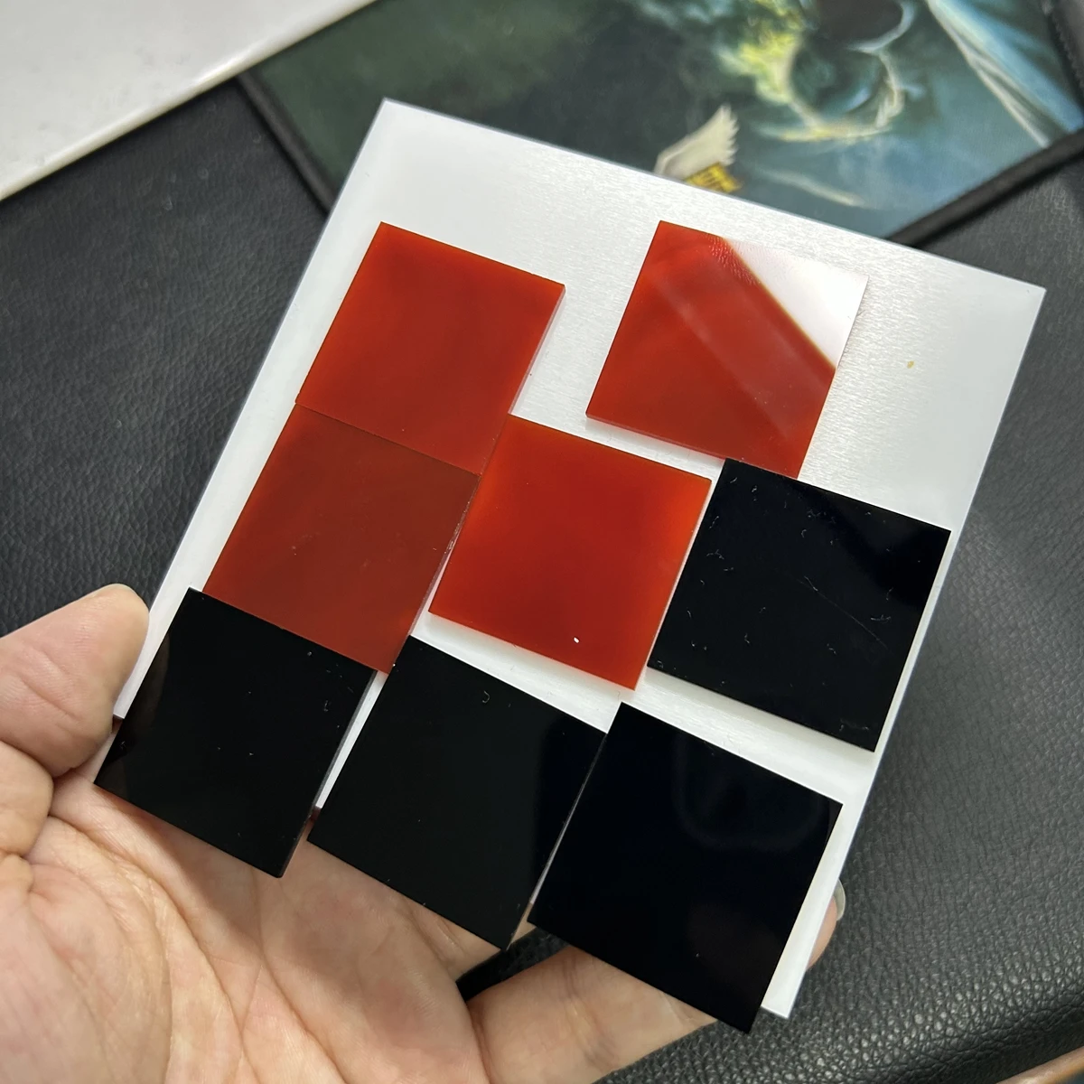 

Mosangna Square Sheet 40x40x2mm Natural Malachite Red Agate White Shell Stone